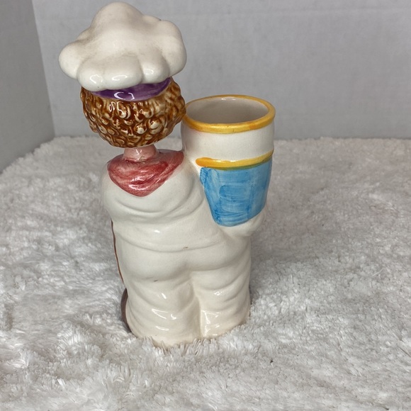 Vintage Ceramic Cheerful Chef Baker Utensil Holder Bobble Head, Kitchen Tools - Picture 8 of 10